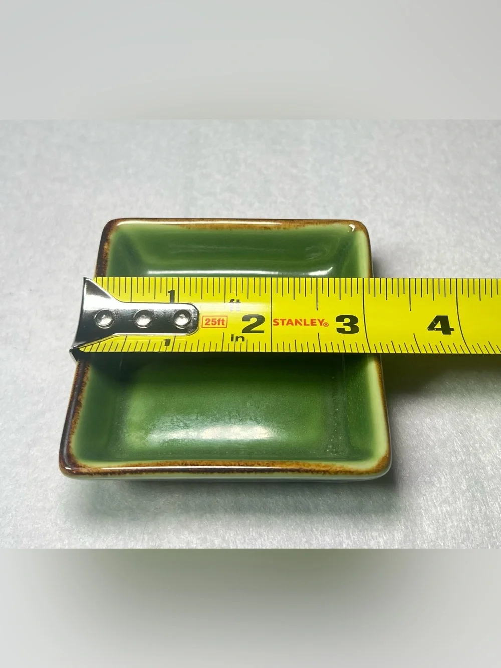 Pottery Barn Set of  2 Asian Square Jade Green Plate & Sauce Dipping Dish, Japan